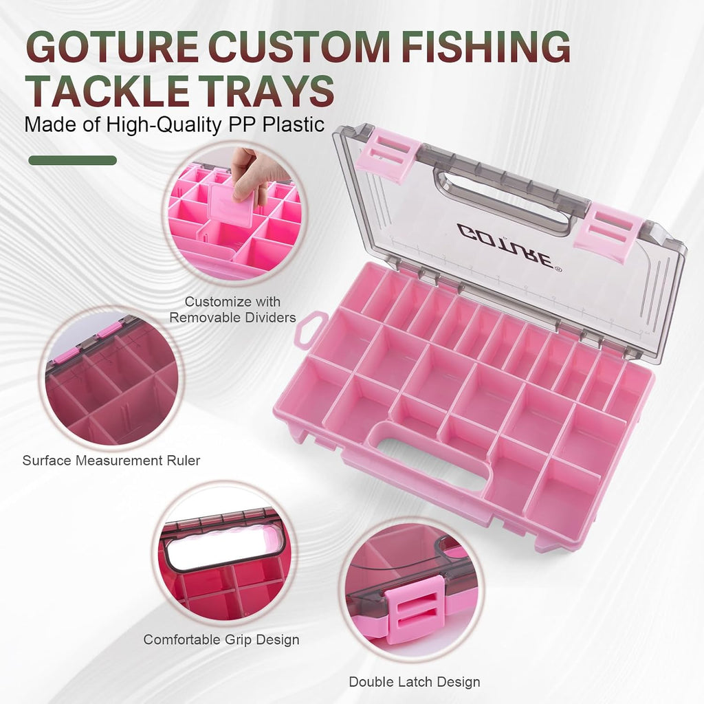 Goture OpenSide Tactical Sling Tackle Bag with 3 Tackle Trays, Lightweight Fishing Backpack Storge Fishing Gear -Shimmering Pink Bag Outdoor,Gift for women