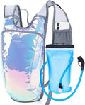Blue Quartz Rave Hydration Backpack, Reflective Hiking Pack with 2L Water Bladder & Phone Pocket, Hydro Pack with Insulated Compartment for Festival Running Cycling for Men Women