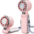 SHEWIND Portable Handheld Fan with Ice Cooling - 5 Gear High Speed Personal Turbo Fan Rechargeable, Up to 11 Hrs, Mini Hand Fans for Travel Essentials, Beach Vacation, Gifts for Women, Men (Pink)