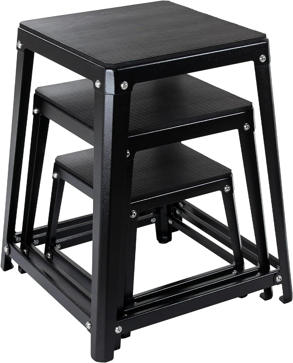 Metal Plyometric Jumping Box, Steel Fitness Exercise Jump Platforms Box for Conditioning Strength and Agility Training, 12 Inch Anti-Slip Workout Step Up Box for Home Gym