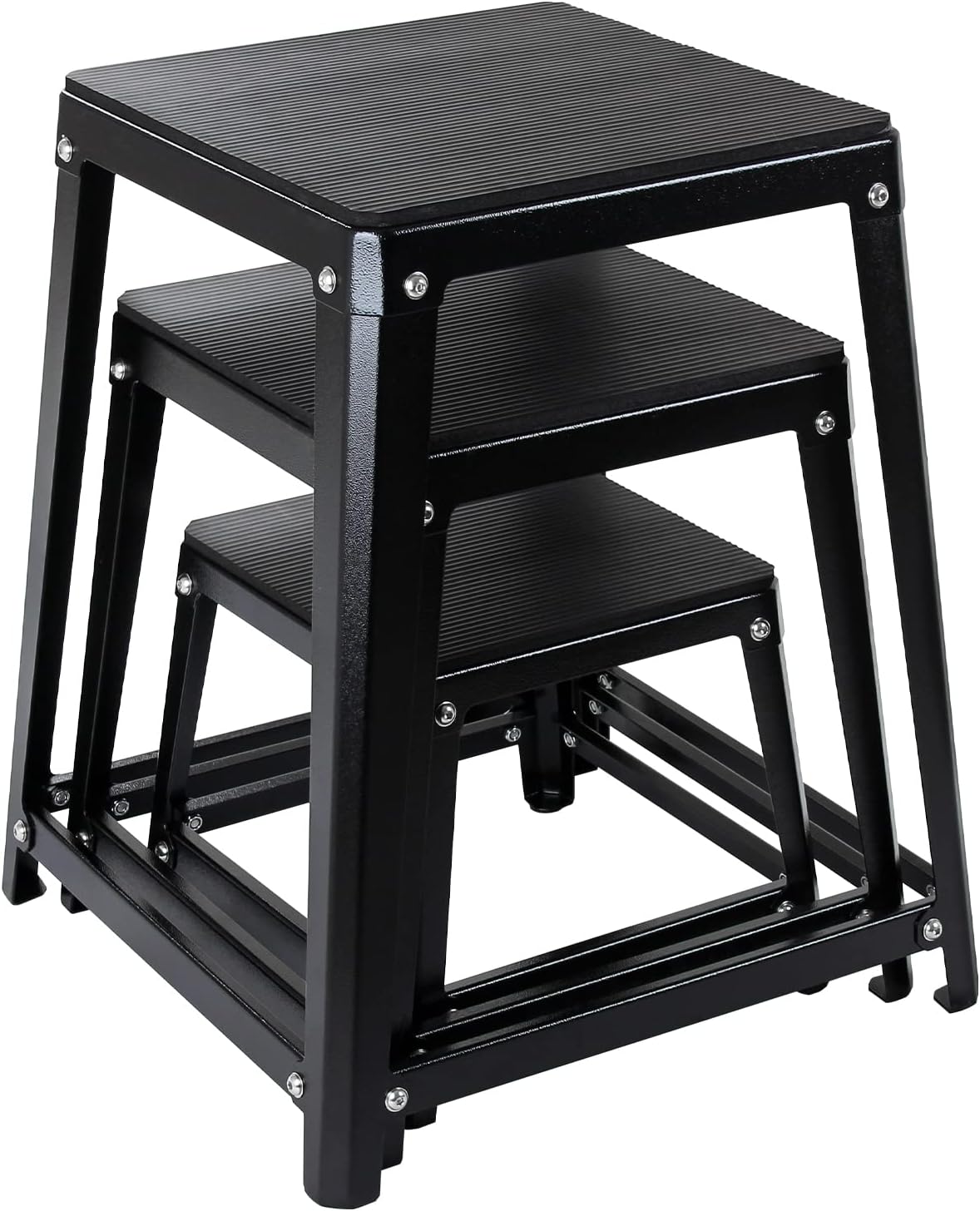 Metal Plyometric Jumping Box, Steel Fitness Exercise Jump Platforms Box for Conditioning Strength and Agility Training, 12 Inch Anti-Slip Workout Step Up Box for Home Gym