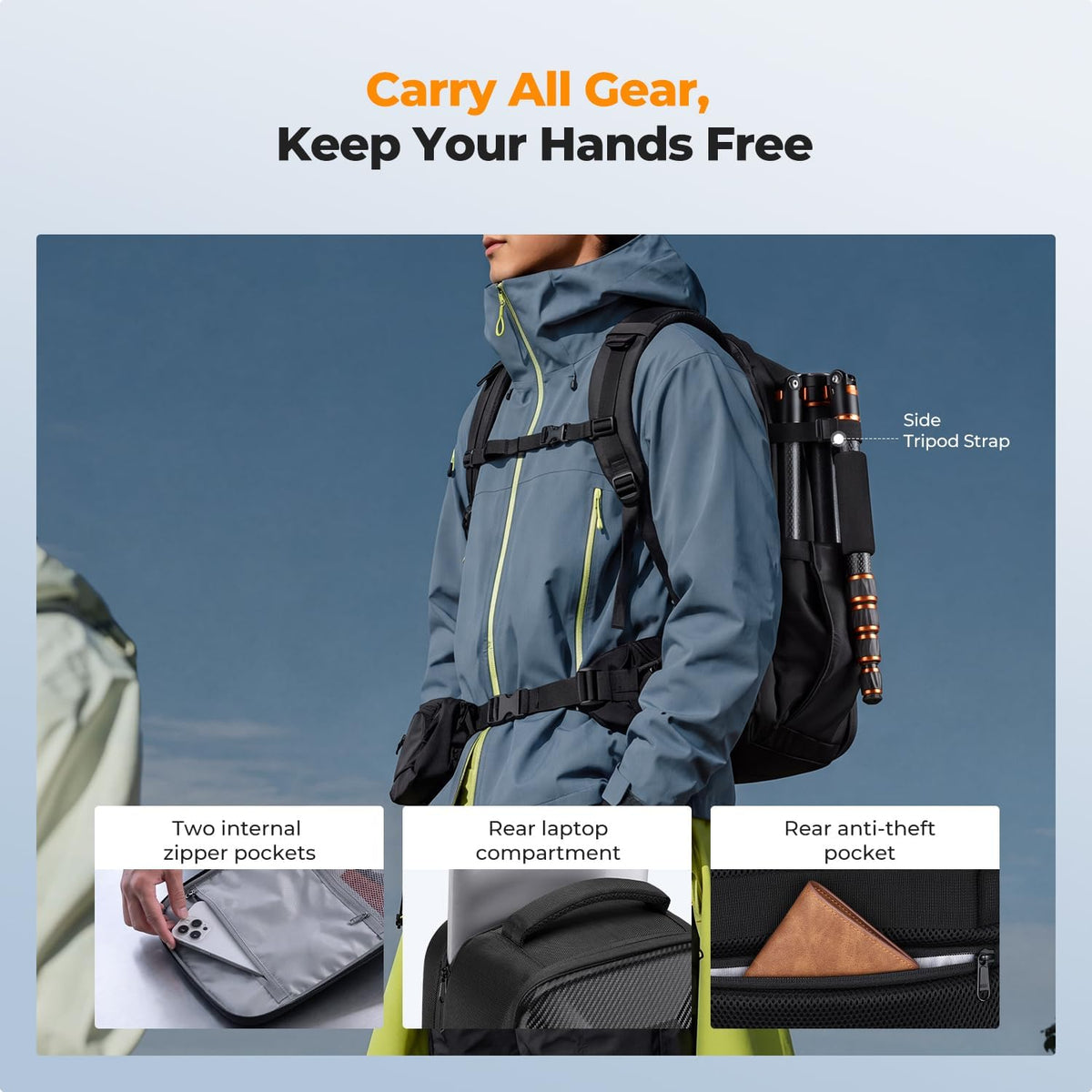 K&F CONCEPT Camera Backpack Bag, Drone Backpack with Pre-Scored Foam