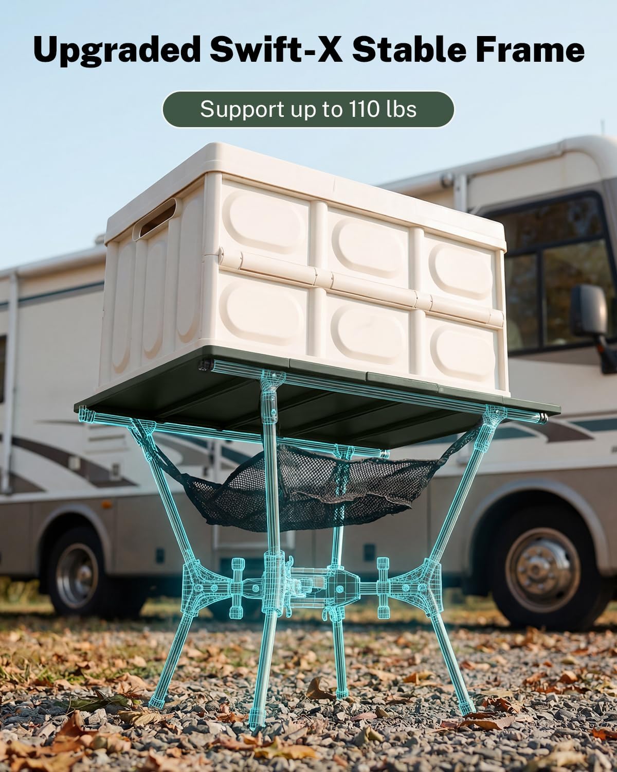 Gonex Foldable Camping Table, Portable Aluminum Roll Up Top Camp Side Table