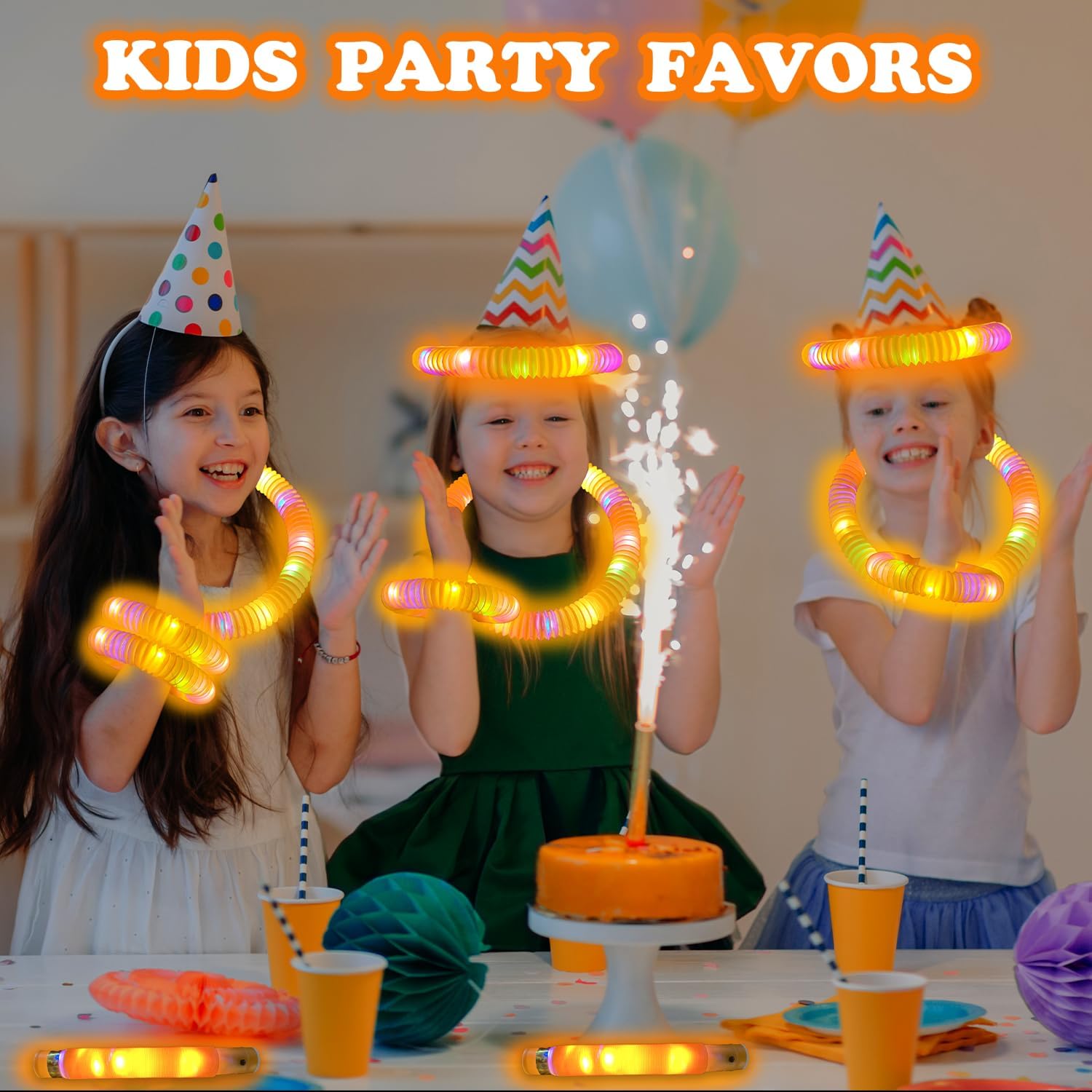 24 PCS Orange Glow Sticks Party Favors Supplies Toys for Kids Adults