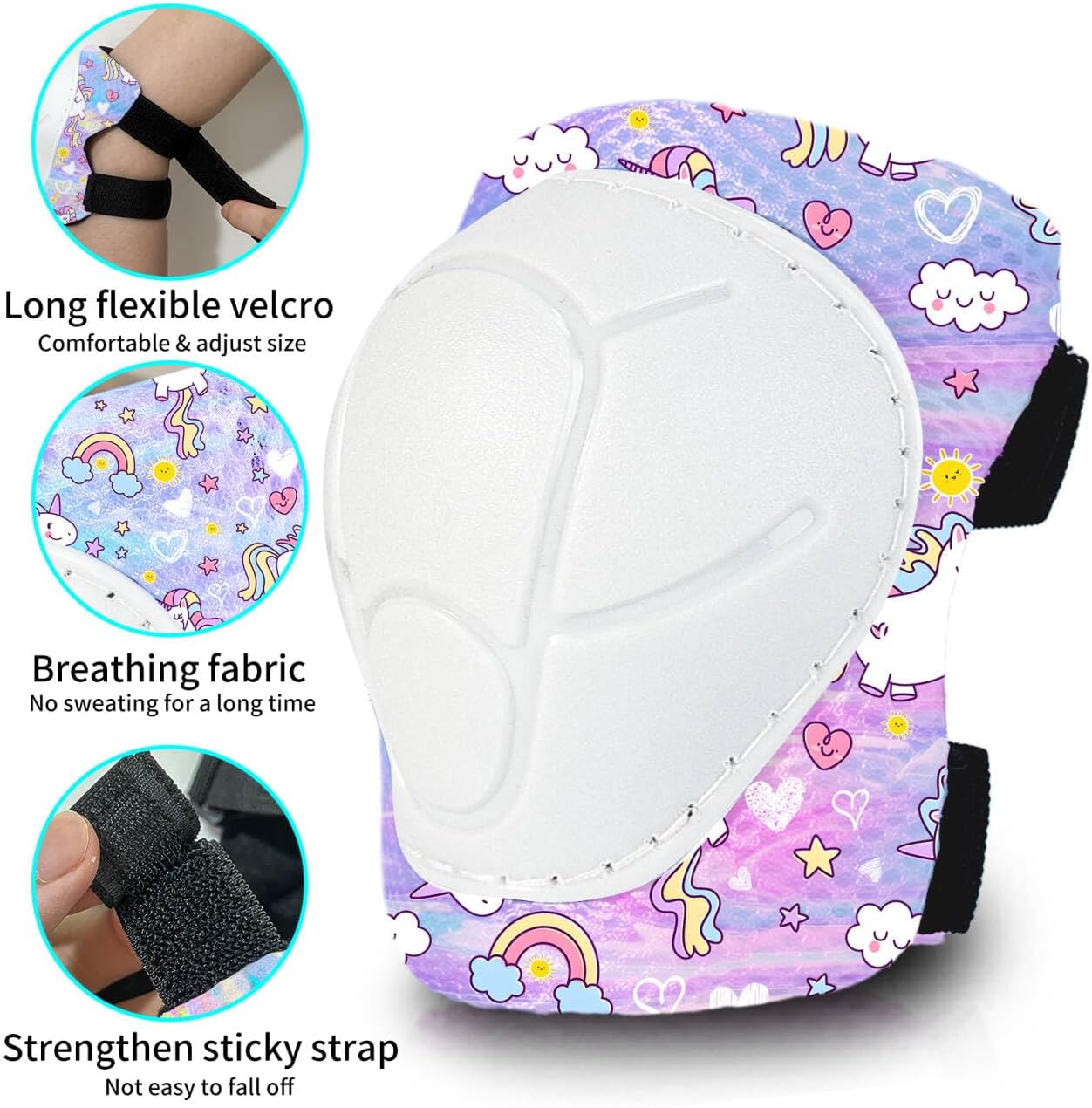 Skateboard Pads for Kids,Elbow Pads and Wrist Guards Protective Gear,Strong Double Straps&Adjustable Easy-Fix Clips for Skateboarding,Rollerblading,Scooters,Bicycle