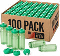 Rolling Sands Reusable Bulk Water Bottles 100 Pack - 24 Oz Sports Water Bottles, USA Made, BPA-Free, Wide Mouth for Easy Cleaning, Break Resistant - Translucent Green Bottle/Green Lid