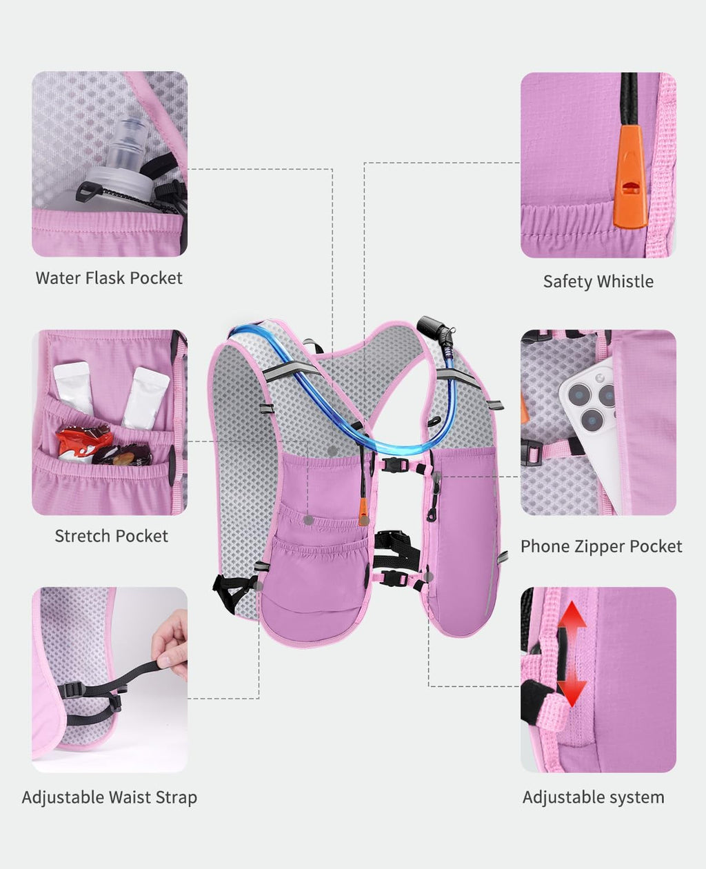 ECOHUB Lightweight Hydration Vest Water Backpack with 2L Water Bladder
