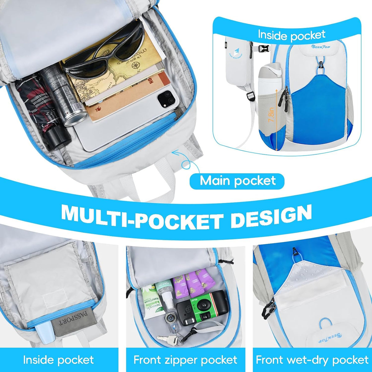 Seektop 15L Foldable Lightweight Hiking Backpack for Men and Women