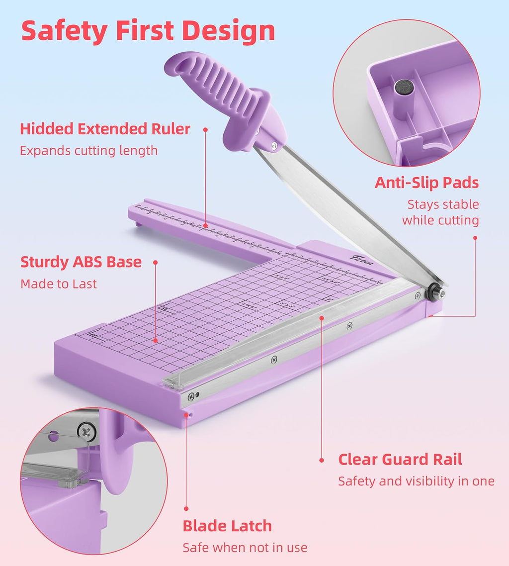 Firbon 12" Guillotine Paper Cutter with Hidden Ruler, Compact Paper Trimmer