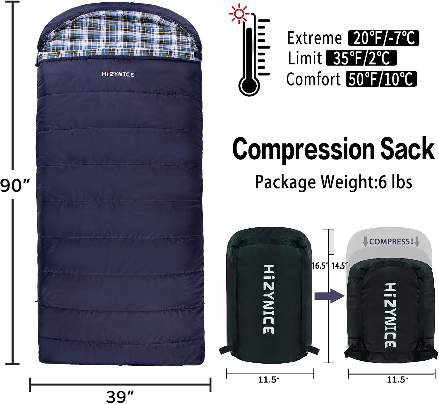 HiZYNICE Sleeping Bags for Adults XXL Cold Weather