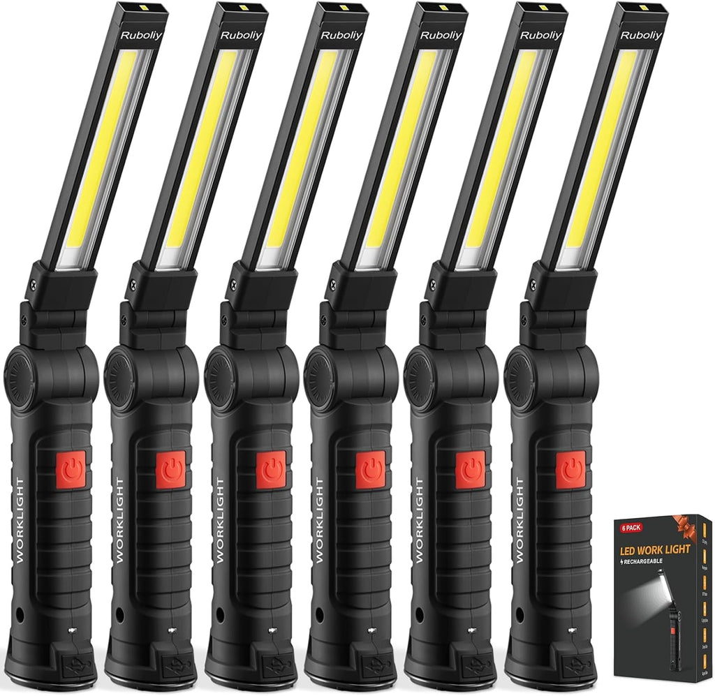 6Pack Magnetic Rechargeable LED Work Light/Flashlight for Mechanics