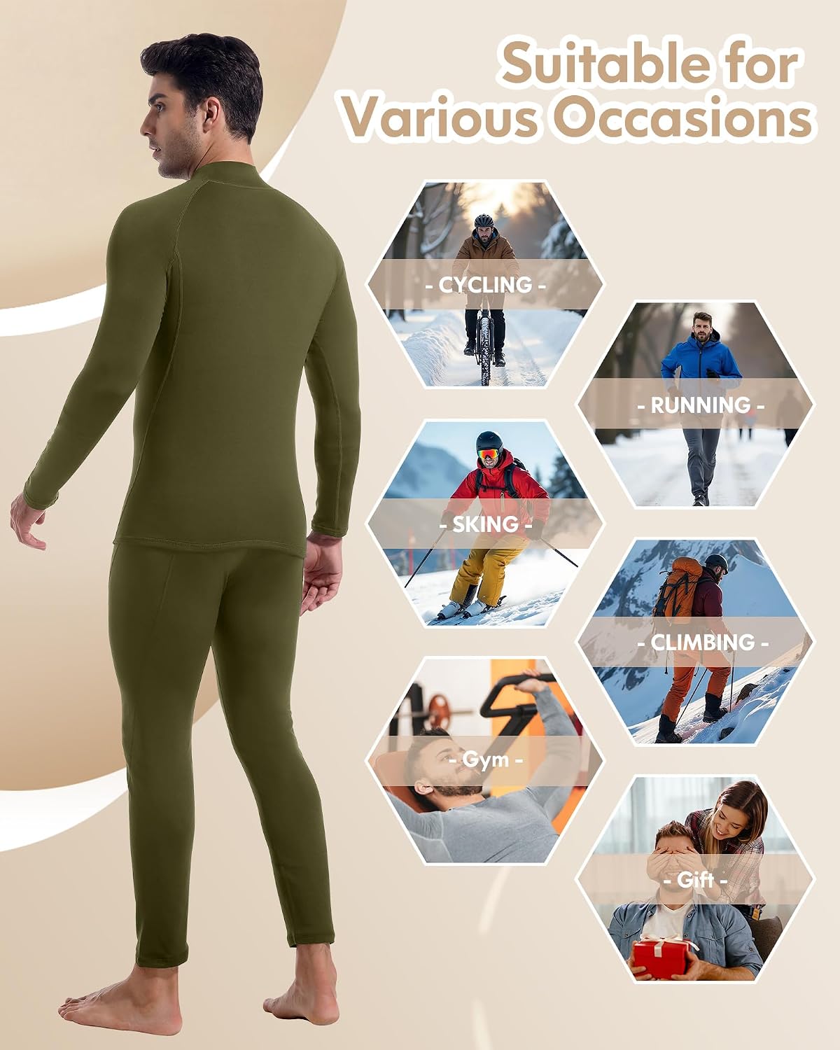 Mens Thermal Underwear Long Johns Base Layer Set Cold Weather 1/2/3 Pack