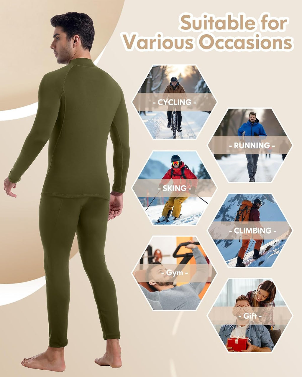 Mens Thermal Underwear Long Johns Base Layer Set Cold Weather 1/2/3 Pack