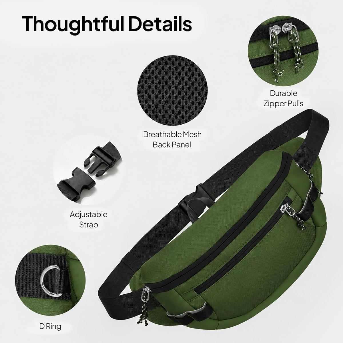 TOPEAST Fanny Pack 5L Large Capacity Waist Pack with Water Bottle Pocket