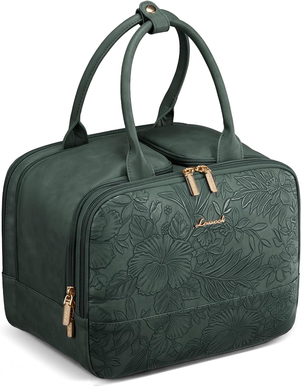 LOVEVOOK Travel Toiletry Bag for women, Leather Large Wide-open Makeup Bag, Waterproof Cosmetic Bag Organizer for Shower, Traveling, Toiletries, Bathroom