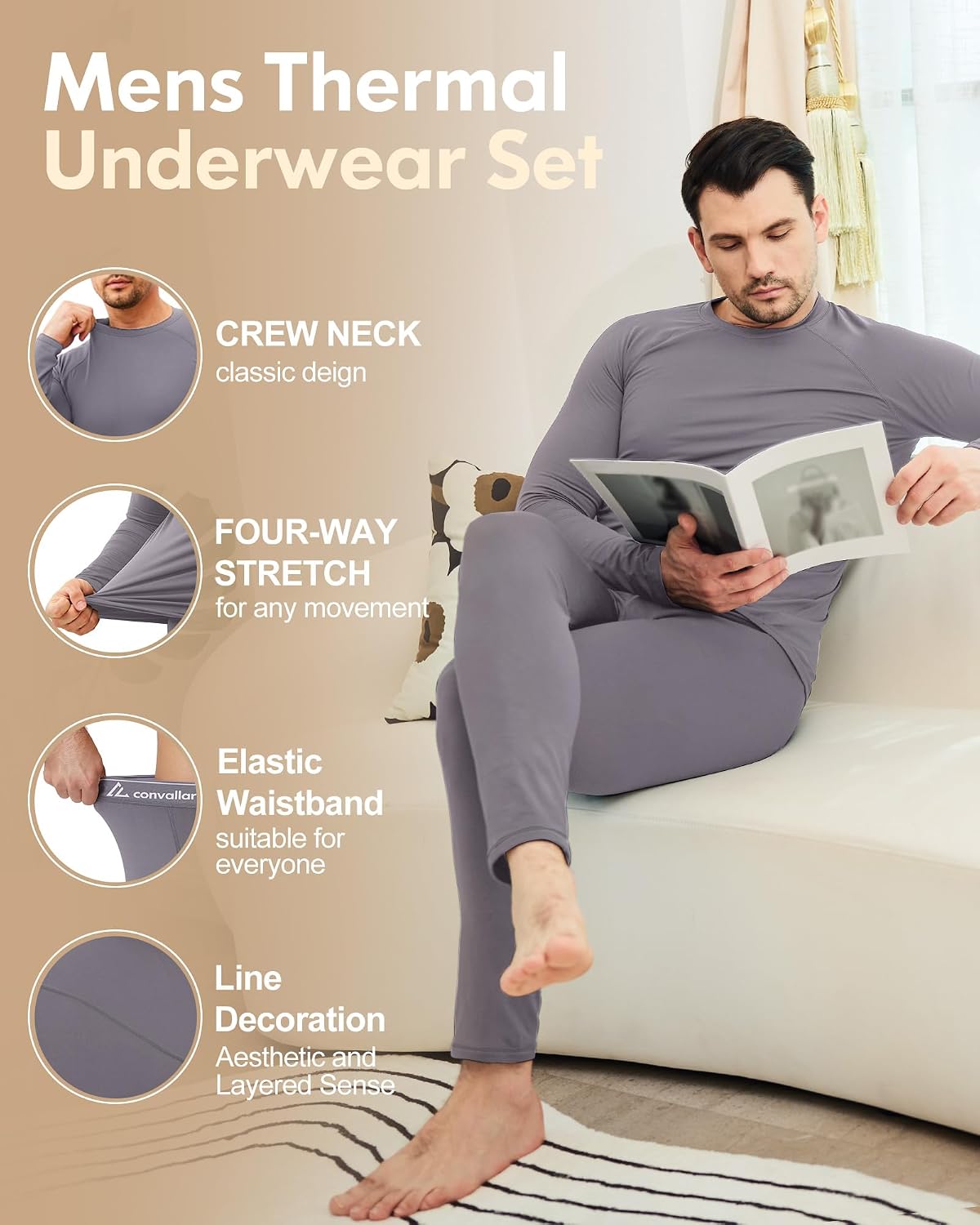Thermal Underwear for Men Long Johns Base Layer Winter Set