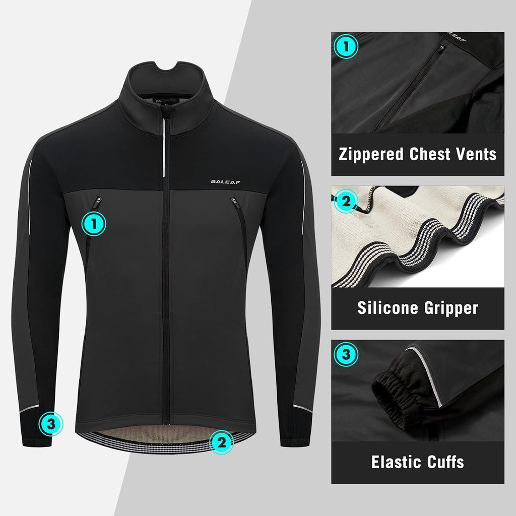 baleaf Men's Cycling Winter Jacket Windproof Softshell Thermal Warm Pockets