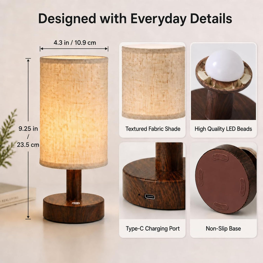Mini Cordless Bedside Lamp, Touch Rechargeable LED Night Light