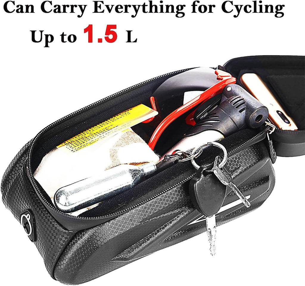 Bike Frame Bag, Mountain Bike Phone Holder Bag for Road and Mountain Bikes Cycling Storage Bags