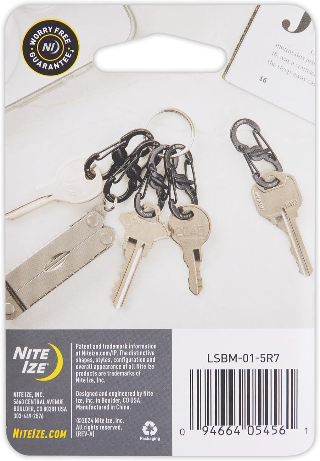 Nite Ize S-Biner MicroLock Stainless Steel - Durable Key Holder Carabiner Clip - S-Biner with Locking Gates - Durable & Strong Mini Carabiners for Keychain Accessories - Black (5 Pack)