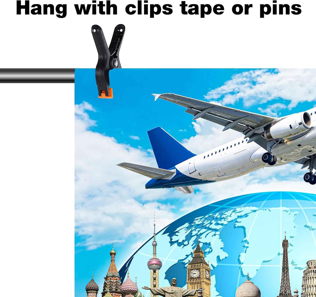 Global Travel Backdrop Airplane World Landmark Photography Background 7x5ft