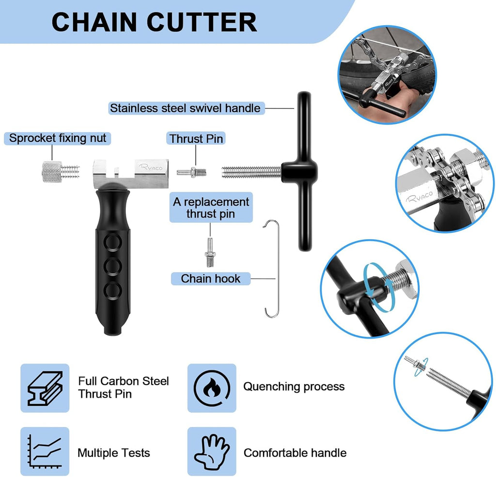 Ryaco 12PCS Bike Chain Tool Sets (2025News) 3PCS Bicycle Cleaning Brush, Bicycle Link Plier, Chain Cutter Checker, Bike Missing Links, Wrench Kits Suit for 6-12 Speed Chain, Road Mountain Sports Bike