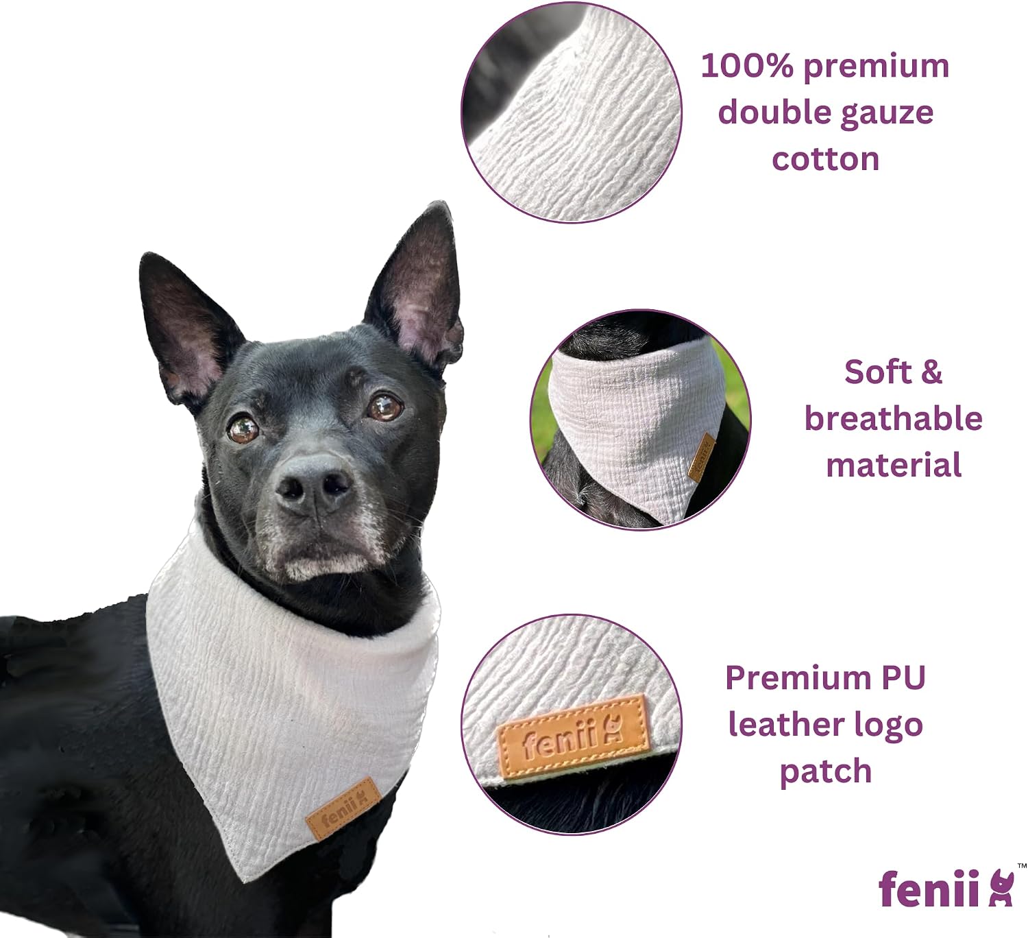 Premium Cotton Dog Bandanas - 2 Pack - Adjustable Fit - Washable - for Small, Medium & Large Breeds - Girl & Boy Dog Accessories - Multiple Sizes (Bumblebee Yellow & Pebble Gray, Large)
