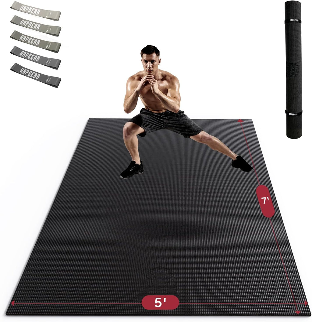 HAPBEAR Large Exercise Mat-6'x4'/7'x5'/6'x8'/6'x9'/6'x10'/6'x12'x 1/3"(8mm)