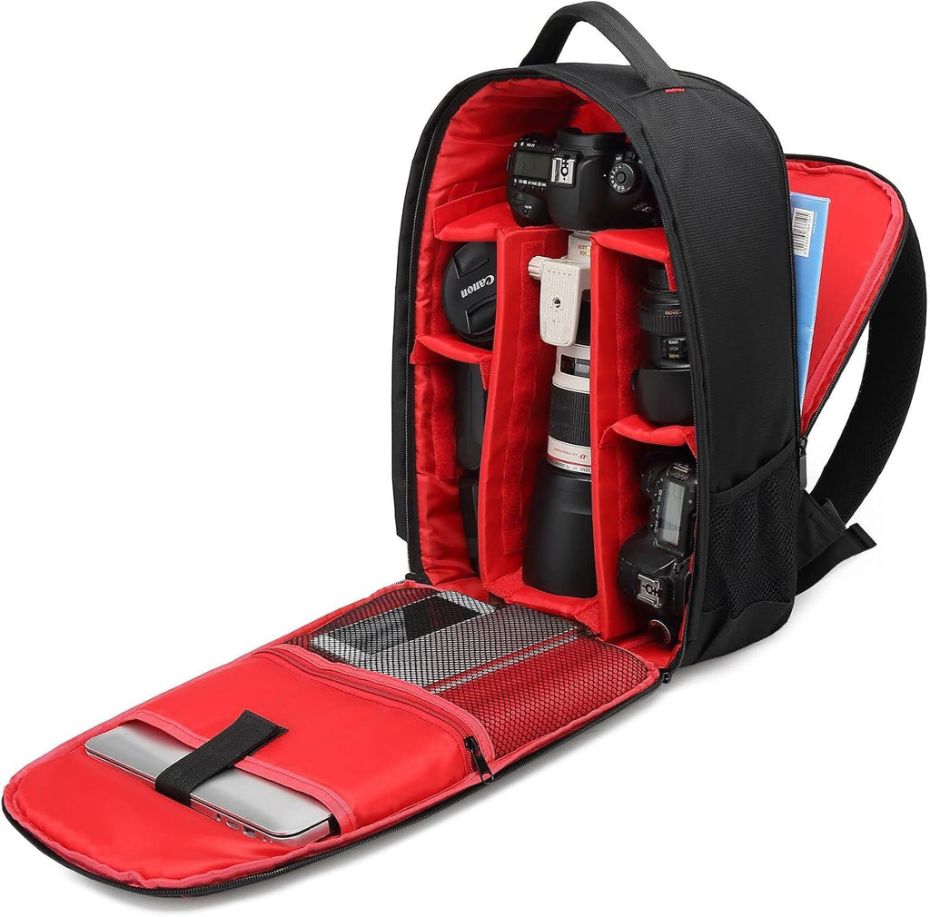 Waterproof SLR/DSLR Camera Backpack Shoulder Bag Travel Case For Canon Nikon Sony Digital Lens (Large, Red)