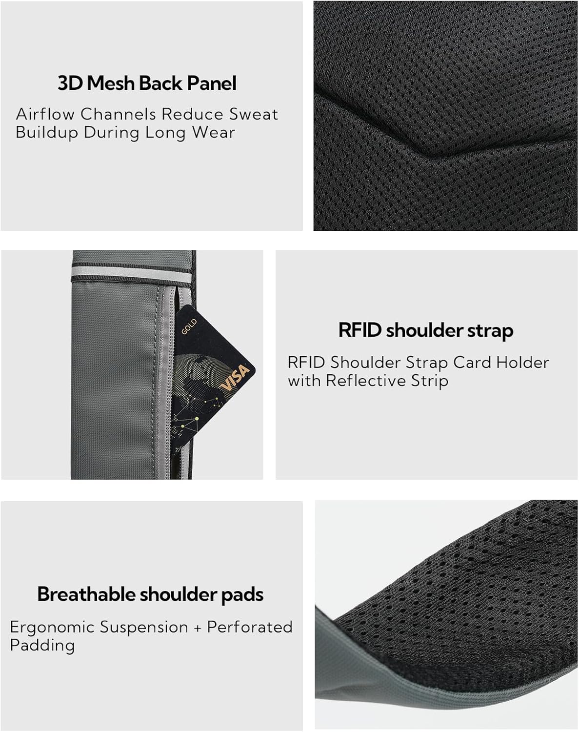 WATERFLY RFID Anti Theft Sling Bag: Small Crossbody Travel Hiking Daypacks