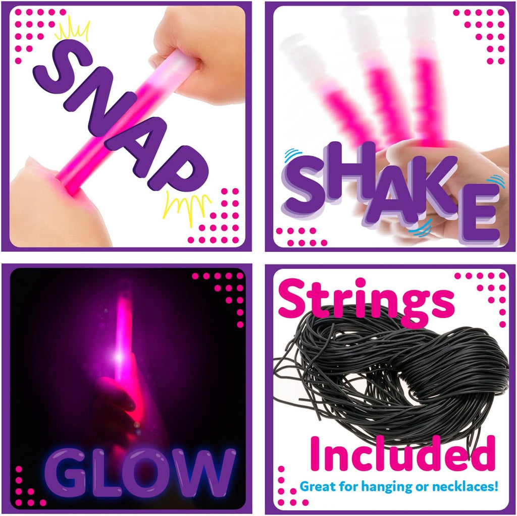 PartySticks Glow Sticks Party Supplies for Kids and Adults (25pk Assorted) - 6 Inch Bulk Glow Light Up Sticks Party Favors, Glow in the Dark Party Decorations, Waterproof Nontoxic Glow Necklaces