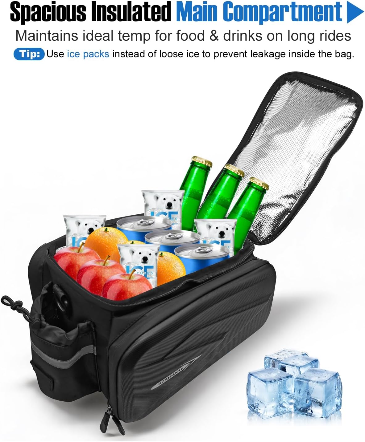 NDakter Bike Rear Rack Bag, 20L Waterproof Insulated Cooler Bag