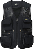 Flygo Men's Utility Cargo Vest Outdoor Fishing Safari Travel Work Photo Vest with Pockets