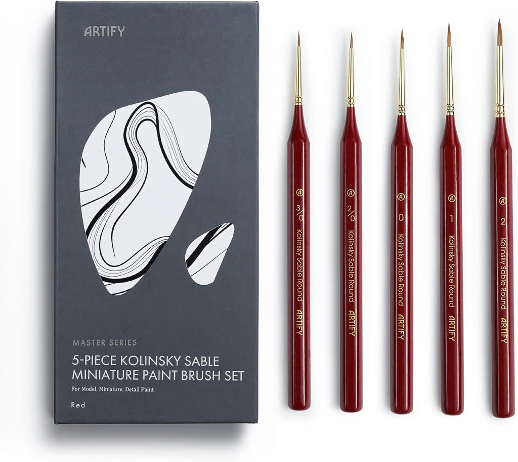 Artify Detail Paint Brushes, 100% Kolinsky Sable Micro Paint Brushes - Master Series, Ultra Fine Tips Paint Brush Set, High Precision for Models/Crafts, Detailing for Watercolor, Gouache & Ink