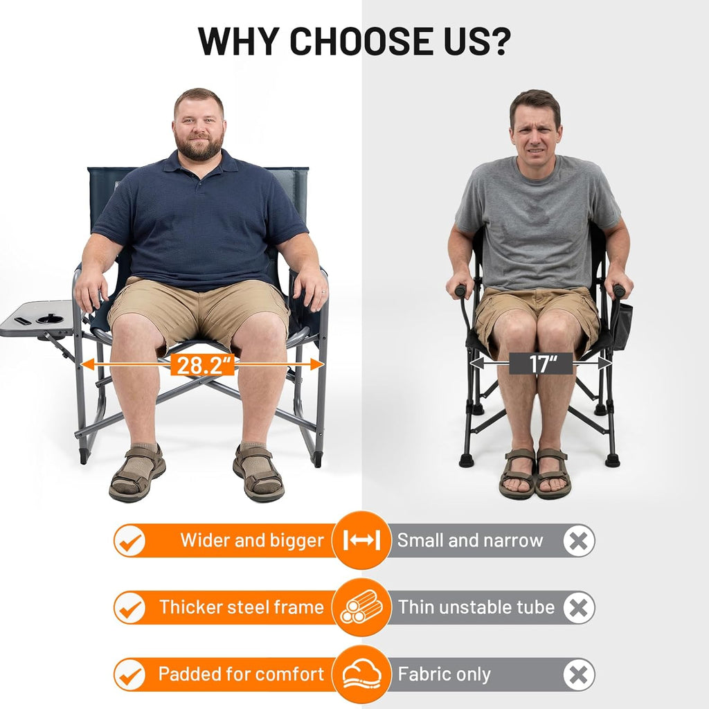TIMBER RIDGE Extra Wide Directors Chair Heavy Duty Folding Camping Chairs