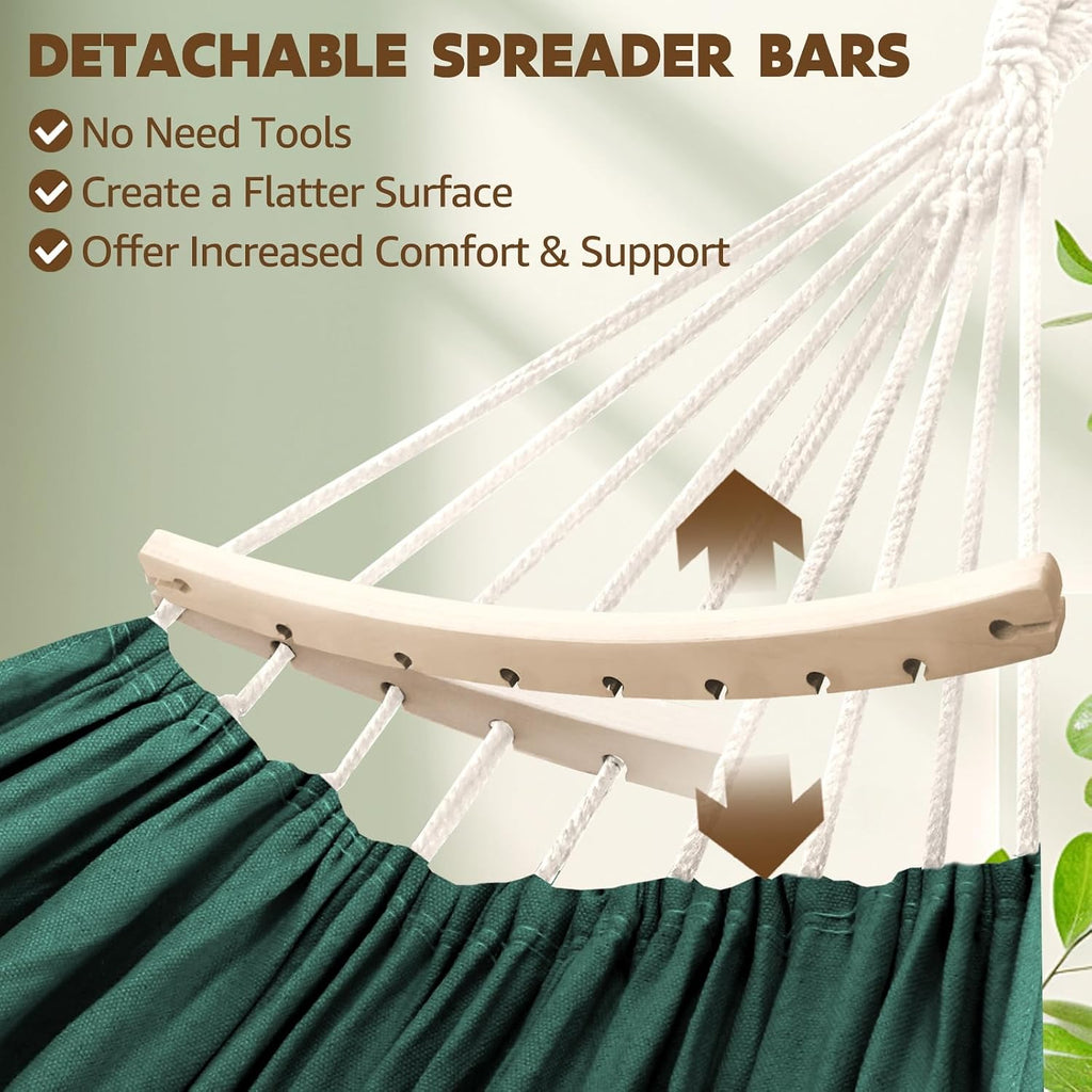 Chihee Cotton Hammock 8.9x4.9ft Holds Up to 660lbs Prevents Side-Tipping