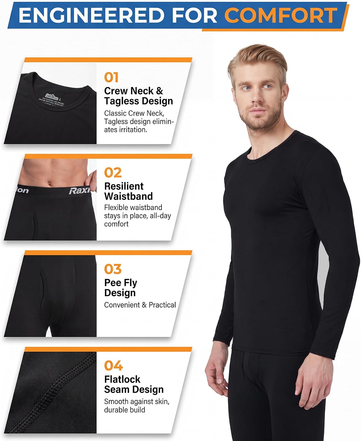 Thermal Underwear for Mens Long Johns Set Winter Cold Weather Base Layer