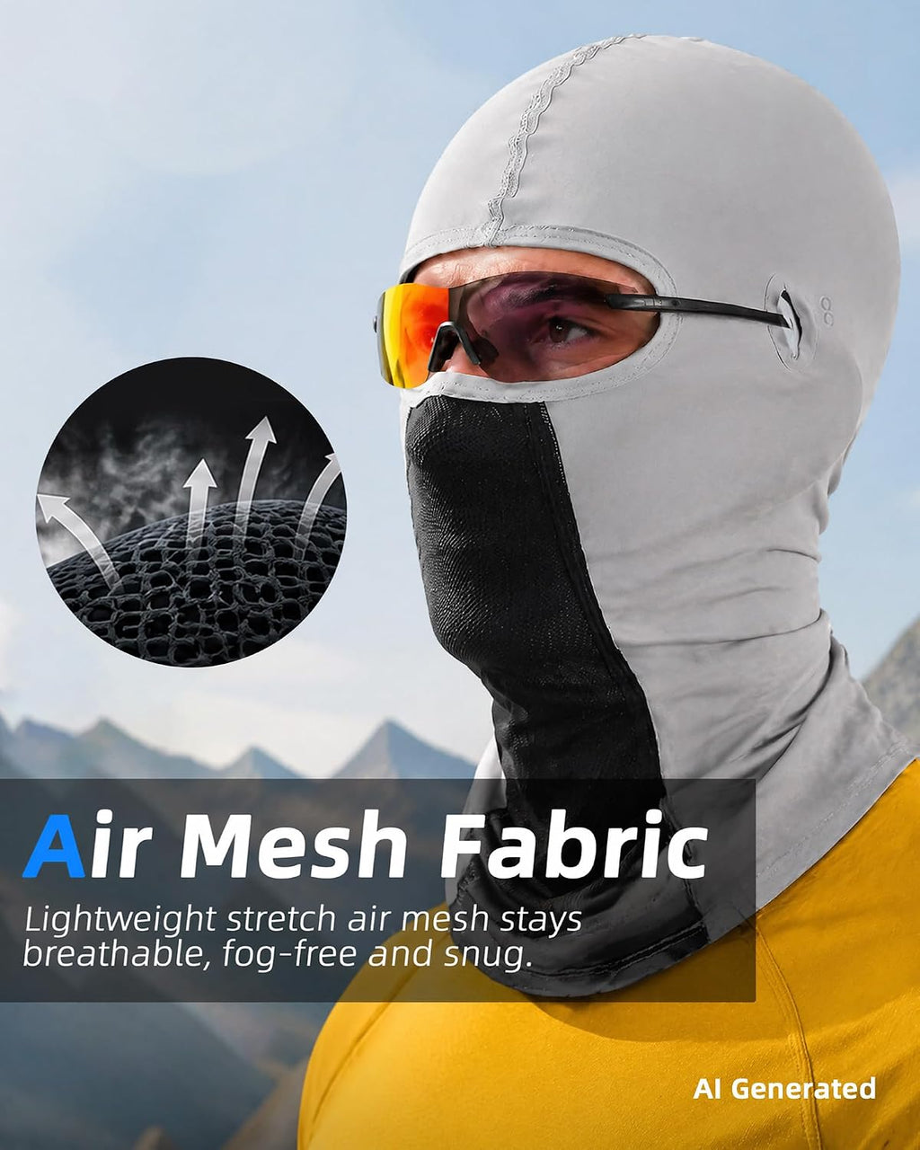 3 Pieces Unisex Ice Silk Mesh Balaclava Ski Mask, Full Cycling Face Cover