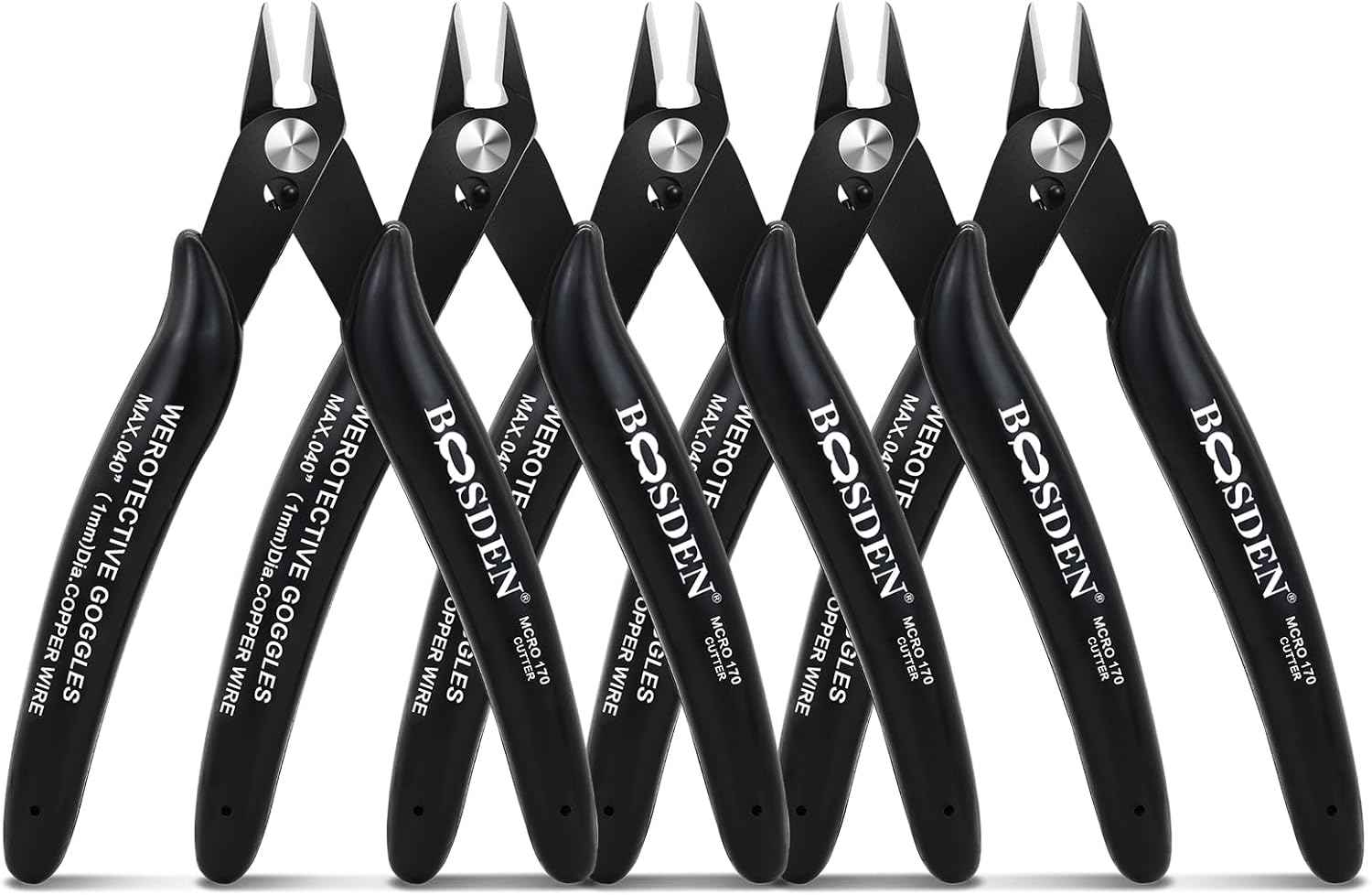 BOOSDEN 10 Pack Small Micro Wire Cutters Flush Cutter Pliers 5-Inch