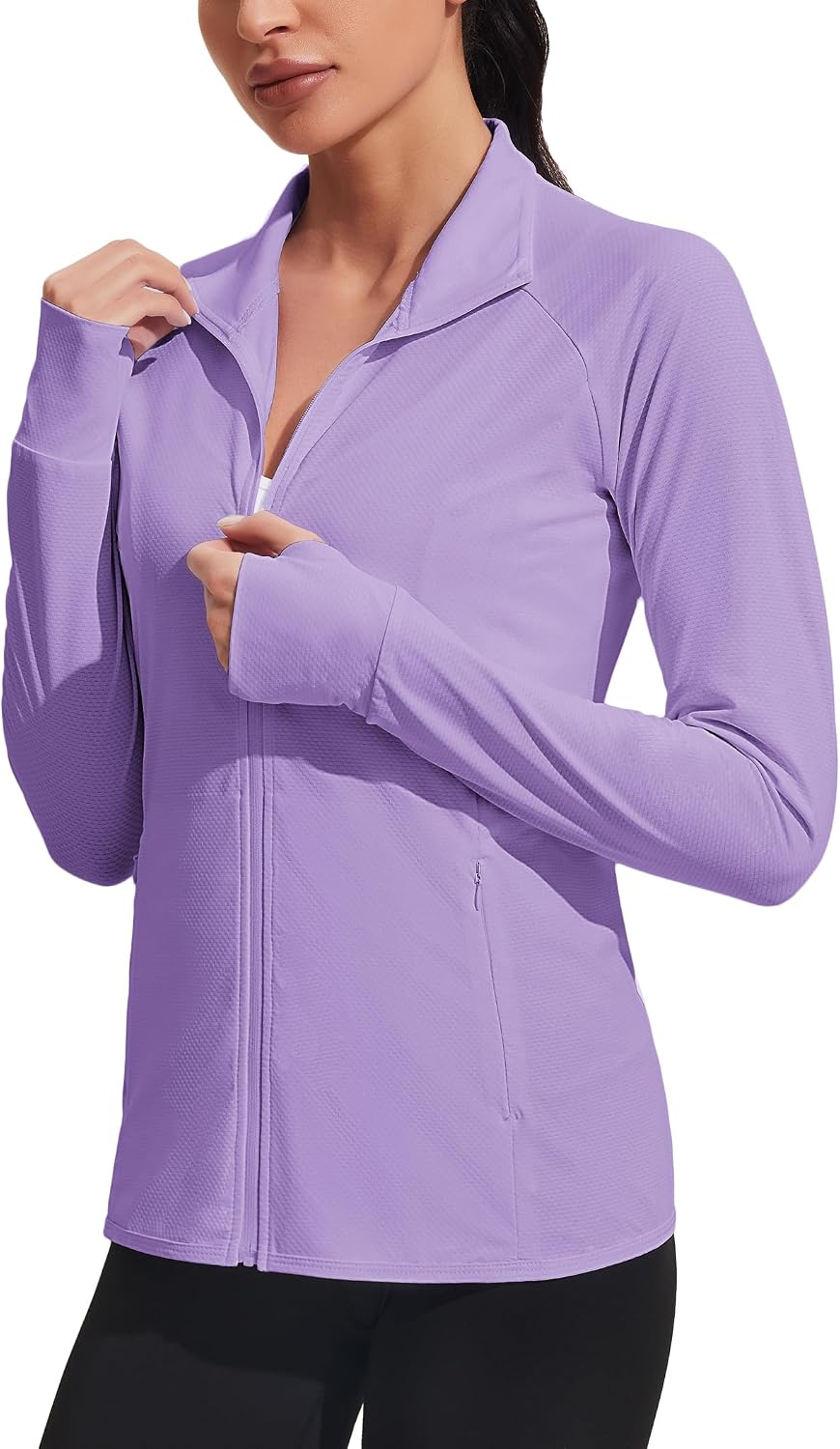 COOrun Women's UPF 50+ Jackets Sun Protection Golf Athletic Jackets Lightweight Full Zip Long Sleeve Shirts with Pockets