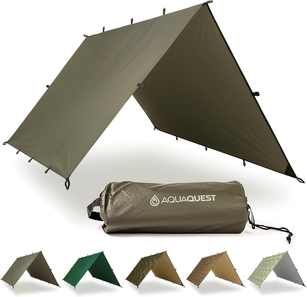 AquaQuest Defender Tarp – Heavy-Duty Waterproof (20,000 mm) Seam-Taped Rain Fly for Camping, Bushcraft & Survival
