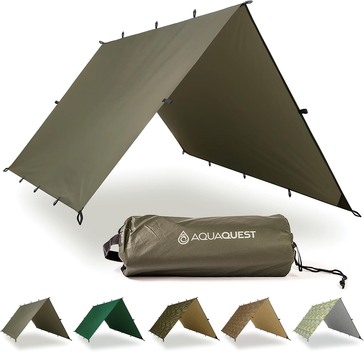 AquaQuest Defender Tarp – Heavy-Duty Waterproof (20,000 mm) Seam-Taped Rain Fly for Camping, Bushcraft & Survival