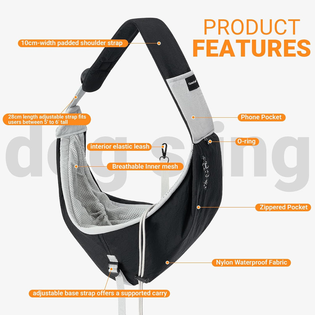 Dog Backpack Carrier & Body Sling for Small Dogs & Cats – Hands-Free Dog Pouch Carrier with Adjustable Strap for Travel & Hiking