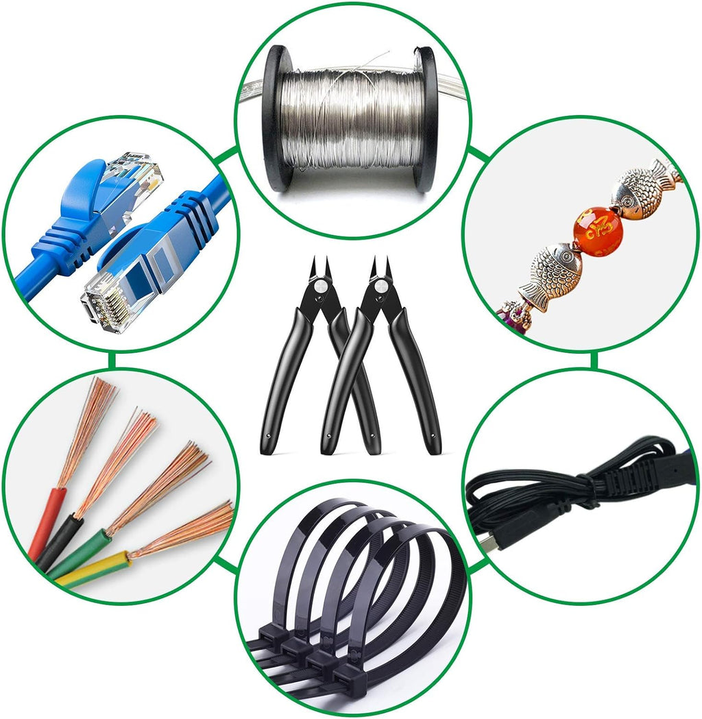 10 Pack Small Wire Cutters for Jewelry Making 5 Inch Model Nippers Filament 3d Print Snips Zip Tie Flush Cutter for Soft Copper Wire, Crafts, Floral, Electronics, Black