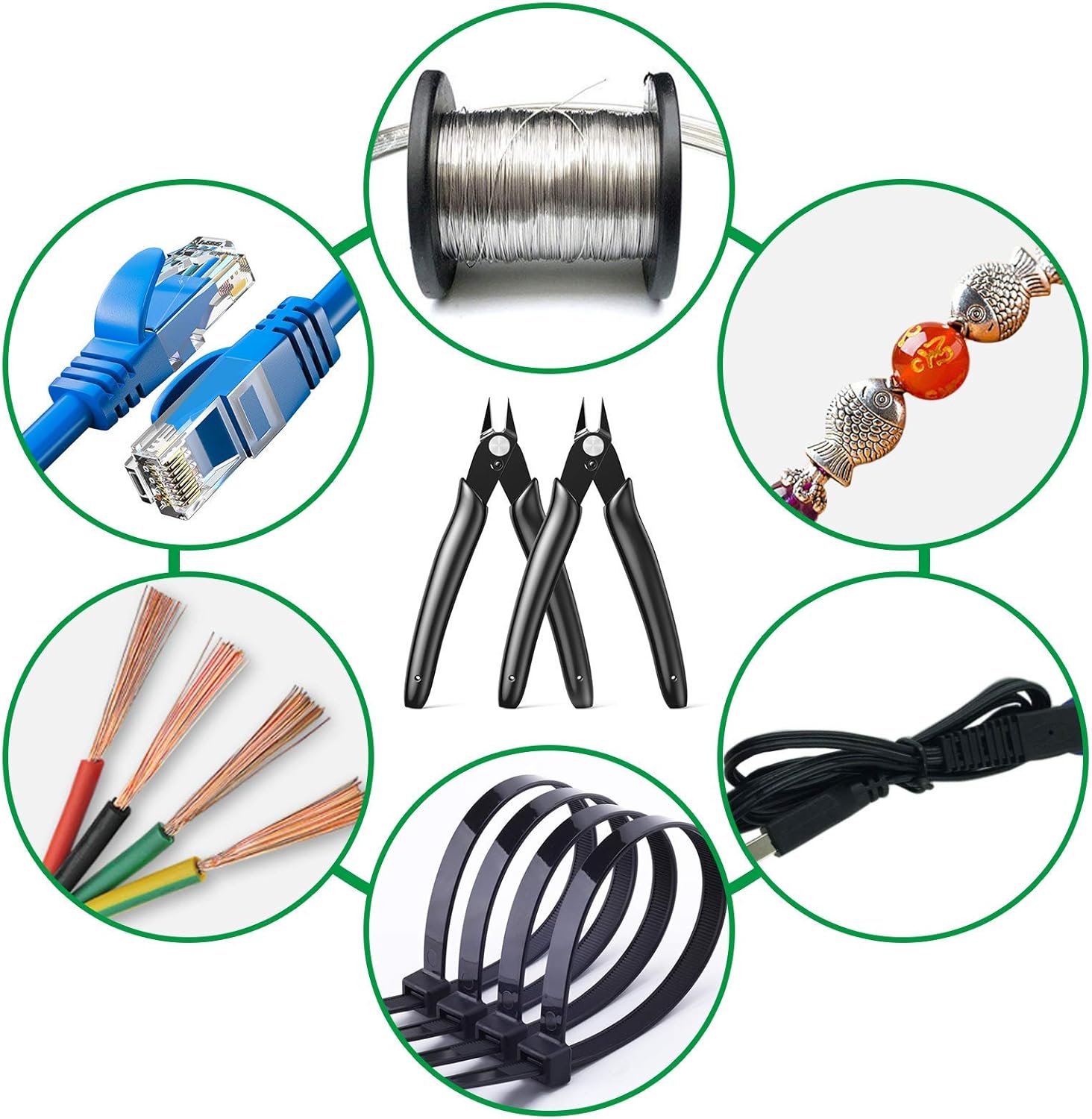 10 Pack Small Wire Cutters for Jewelry Making 5 Inch Model Nippers Filament 3d Print Snips Zip Tie Flush Cutter for Soft Copper Wire, Crafts, Floral, Electronics, Black