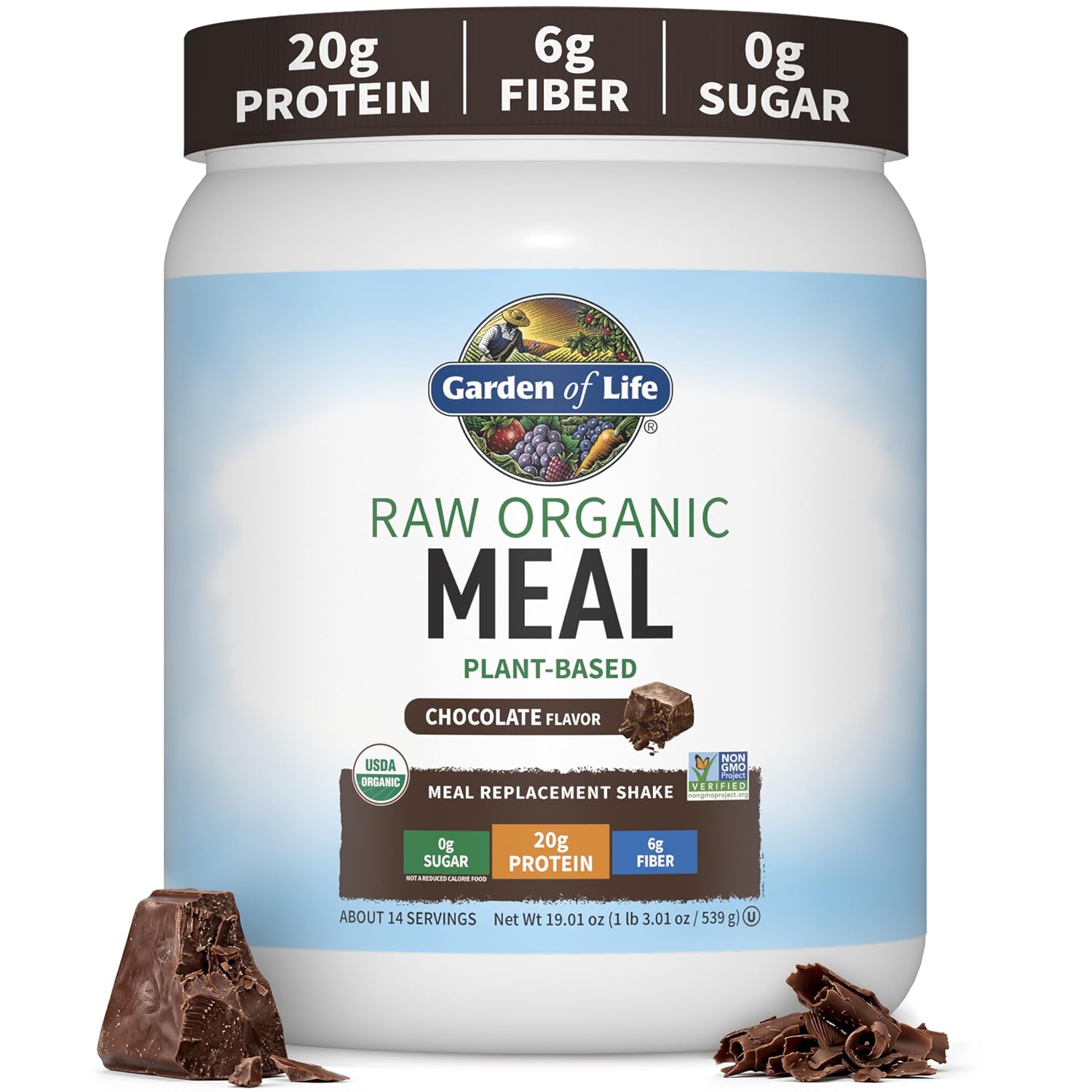 Garden of Life Raw Organic Meal Protein Powder, Chocolate, 14 Servings