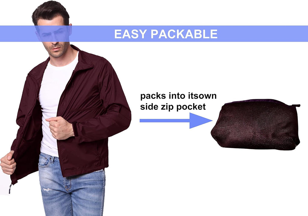 TRAILSIDE SUPPLY CO. Mens Windbreaker Jackets Lightweight Packable Jacket