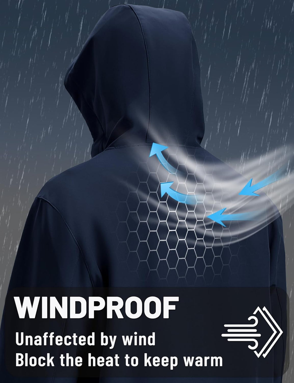 TACVASEN Men's Hooded Softshell Waterproof Fleece Lined Lightweight Jackets