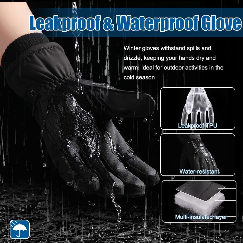 Winter Gloves for Men Women -30℉ Cold Weather Gloves Warm Waterproof Gloves Skiing Snow Glove Thermal Gloves
