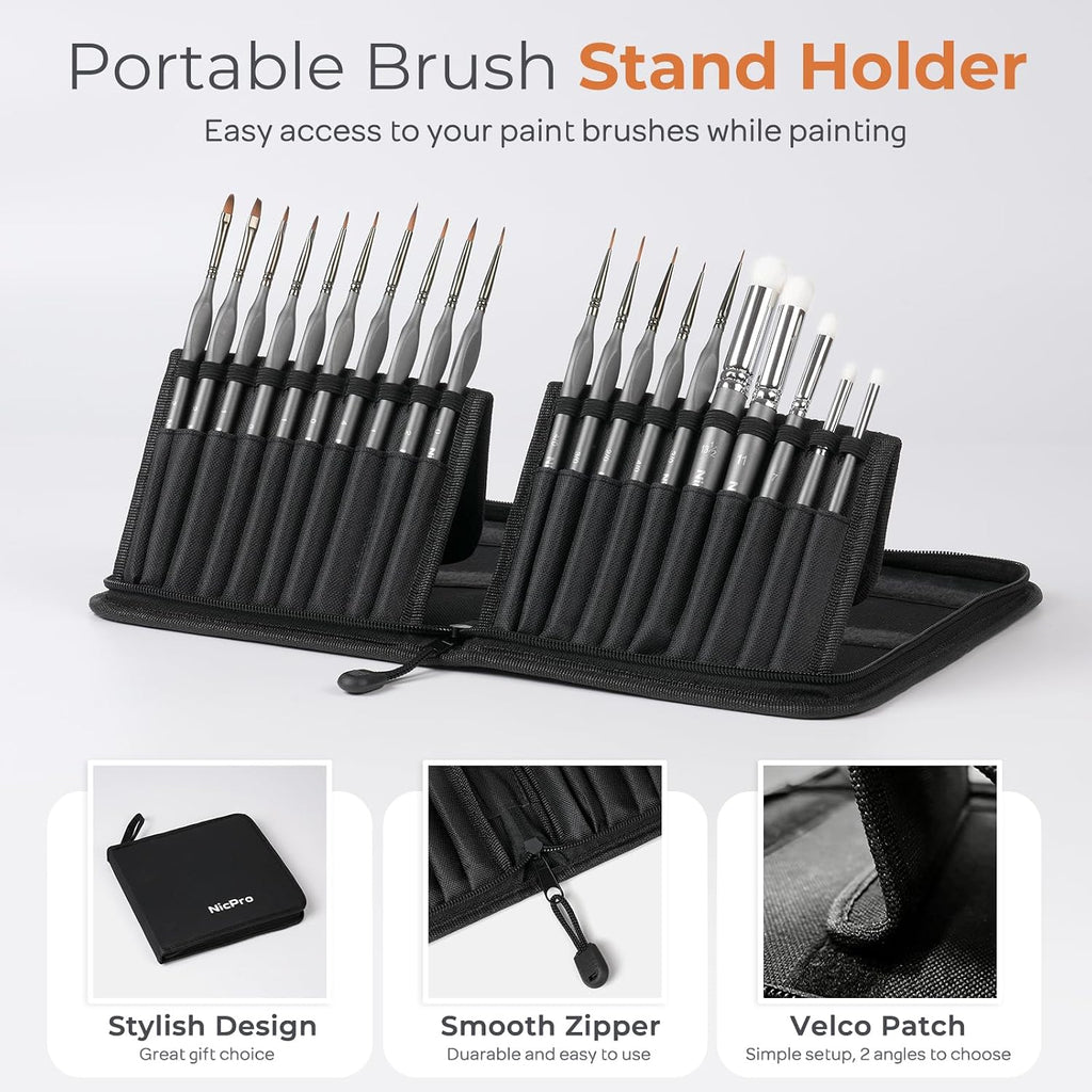 Nicpro 22 PCS Miniature Paint Brushes & Dry Brush, Model Paint Brush Set